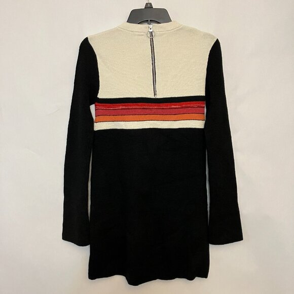 Free People Womens Linen Blend Sweater Knit Dress Color Block XS Zip Back Boho - Picture 3 of 9